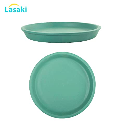 Image of Lasaki Round Deep Jungle Ceramic Bottom Tray /Plate for Planter (5-inch, Set of 2) | Dripping Tray for Pots & Succulents | Indoor & Outdoor Planters Home Garden Decor | (Plants Not Included)