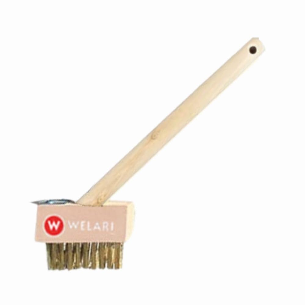 Welari Natural Patio Weed Brush With Wire Bristles & Blade Scraper – Heavy-Duty Block Paving & Driveway Weed Remover Tool – Moss & Weed Cleaner With 30Cm Handle – Garden Path & Patio Cleaning Tool (1 Pack)