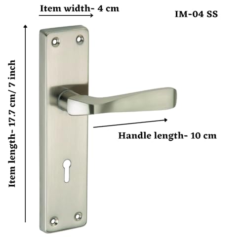 Image of SARDAR IM-04 SS Iron Handle Set 7 Inch|2 Keys | 6 Lever Single Turn Lock Set| Handle Set for Door, Bathroom, Bedroom, Living Room| (SS), Silver