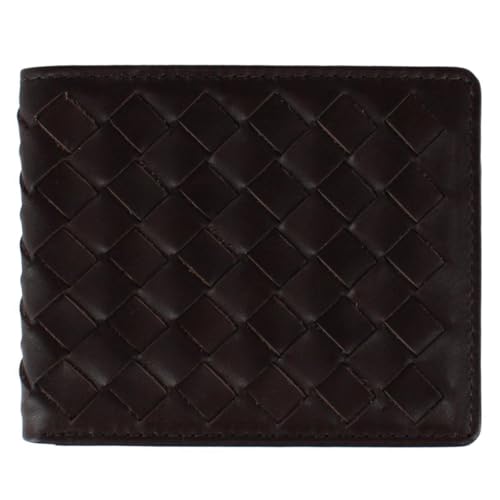 Trafalgar Men's Lazzaro Lattice Weave Leather Bi-Fold Wallet, Dark Brown - Main Image