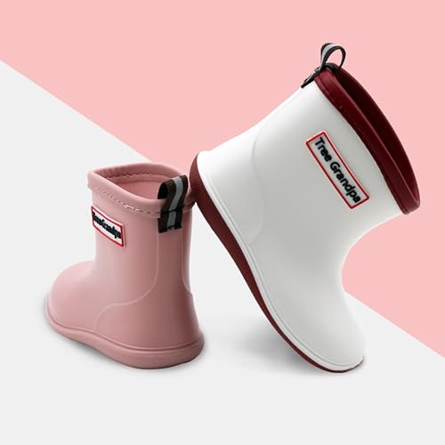 IWIHMIV Rain Boots for Girls Toddlers Non Slip Soft Soles Rainboots Boots Boys Lightweight Water Shoes with Handles4