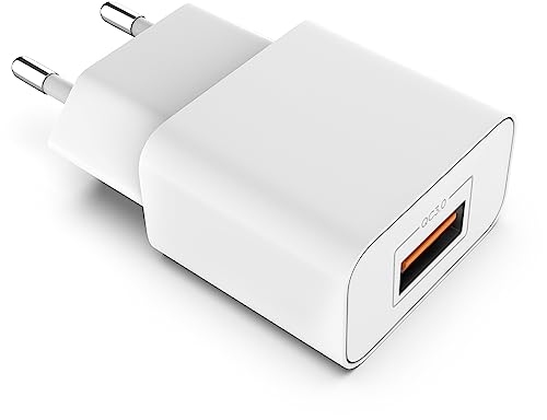MyGadget Cargador Rápido - Enchufe Universal de Pared - Quick Charge (QC 3.0) 18W para Tablet | Smartphone Apple iPhone 14, Android Samsung, HTC, LG - Blanco