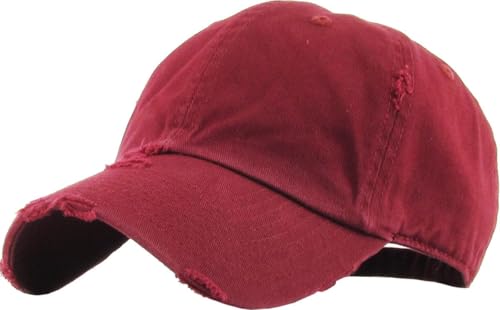 KBETHOS KBE-VINTAGE MAR Vintage Washed Cotton Baseball Cap, Maroon