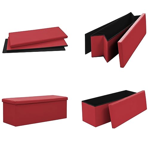 Banc pliable de rangement rembourré en MDF solide 110 cm de long - 6