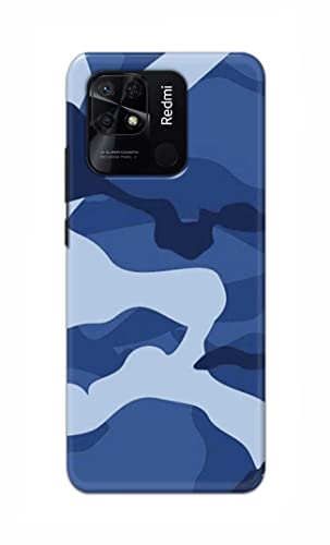 Image of Printed Hard Back Cover Case for Redmi 10 | Redmi 10 Power Back Cover (Army Blue Pattern) -702