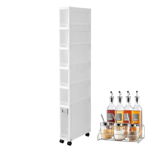 Gabinete de almacenamiento delgado con ruedas, alto y estrecho para cocina, lavandería, entrada, dormitorio, esquina, oficina, comedor, fregadero y nevera, solución para ahorrar espacio