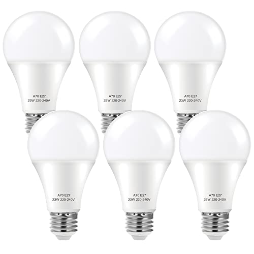 E27 LED Lampe, Eterbiz 2500LM 6000K Kaltweiß LED Glühbirne, ersetzt 100-200W Halogen Leuchtmittel, A70 Energiesparlampe Edison, Nicht Dimmbar, 270° Abstrahlwinkel, 6 Stück Cover