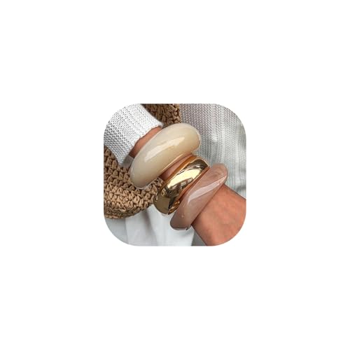 Acrylic Bangle Bracelet for Women Gold Open Chunky Bracelet Colorful Resin Cuff Bracelet Stack Arm Cuff Jewelry Set