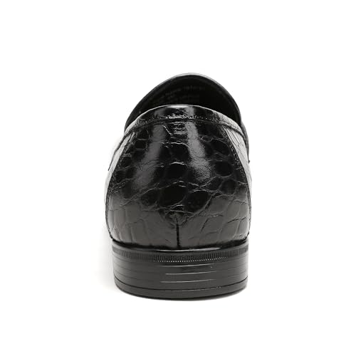 Image of Mens Leather Tassel Loafer, Classic Luxury Smooth Upper Tassel Slip-on Penny Loafer for Mens, Black