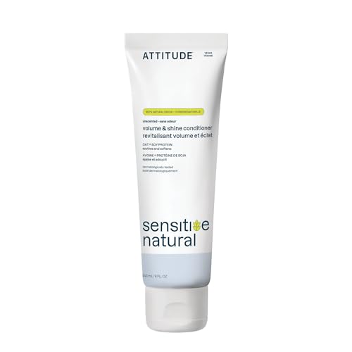 Image of ATTITUDE Extra Gentle Hair Conditioner for Sensitive Dry Scalp, Soothing Oat, Naturally Derived Ingredients, Dermatologically Tested, Vegan Detangler, 8 Fl Oz