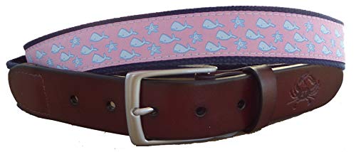 Mens Whales and Starfish Leather Belt, Leather Tab and Buckle, Nautical Leather Belt