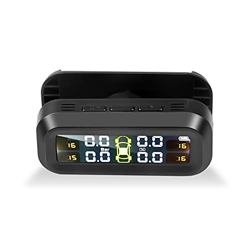 Solar Power Tpms Car Tire Pressure Monitoring System 4 Sensors Temperature Warning Windshield Attaching Auto Driving Safety Kit