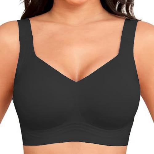 ZTFYKLIN Sujetadores Deportivos Mujer Suaves, Cómodos Y Sin para Mujer, Total, Sujetador Uso Diario. Tirantes Espalda (Black, S) Refuerzo Lateral Multiescotes Que Junta El Pecho Reductor Verde