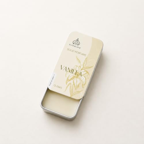 Image of KANKSHI Vanilla Solid Perfume 12g | Mandarin, Vanilla Flower & Tonka Bean | Warm Gourmand | Alcohol-Free Pocket Perfume Balm | Long Lasting Unisex Fragrance for Men & Women | Travel Friendly & Spill Proof