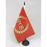 AZ FLAG Roman Empire Table Flag 5'' x 8'' - Roman Empire Desk Flag 21 x 14 cm - Black Plastic Stick and Base