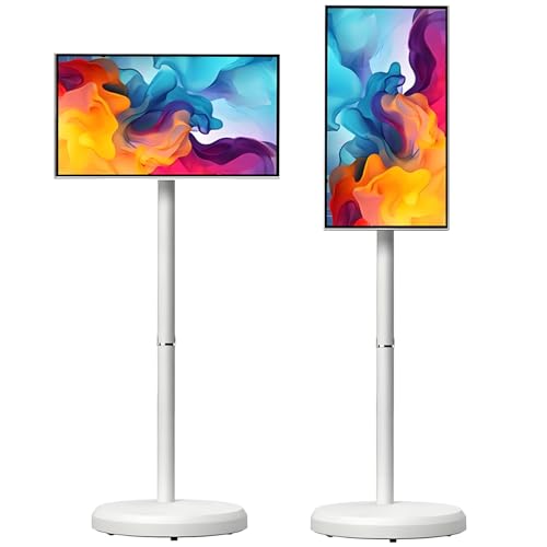GLBMXDD Televisor portátil Inteligente de 21,5'/24'/27'/32', Monitor táctil 1080p/4k con Ruedas, cámara de 13 MP, 8+128 GB, transmisión inalámbrica, batería integrada (5-8 Horas) 24inches