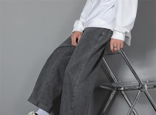 Men's Casual Long Jeans Classic Solid Color Straight Leg Denim Pants Four Seasons Wide Leg Trousers 5