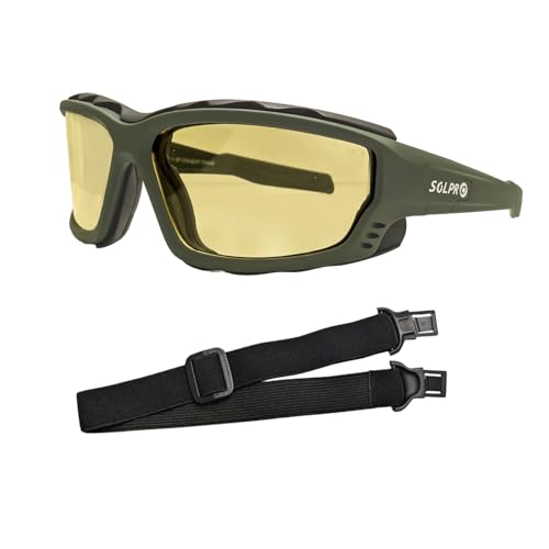 SOL PRO Safety Eyewear, Night Vision Motorcycle Riding Glasses, "N" Marked Anti-Fog, Foam Padding Goggles, Wrap Around Windproof, Dustproof, Hunting, Hiking, Golfing - SOL PRO