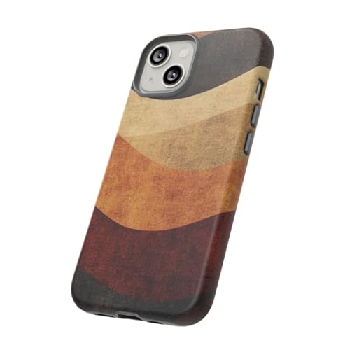 Coque rigide mate vagues abstraites pour iPhone 14 design marron épuré