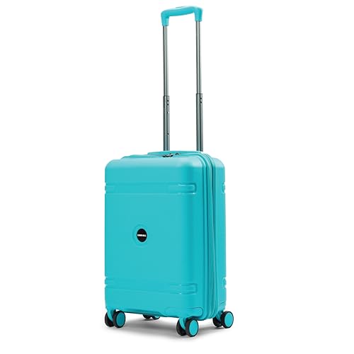 Carriall Drift Hard-Sided Luggage | Polypropylene Suitcase/Trolley/Check-in Bag for Traveling| 8 Spinner Wheels, TSA Lock & Anti-Theft Zippers (Blue, Cabin | 20 inch | Small)