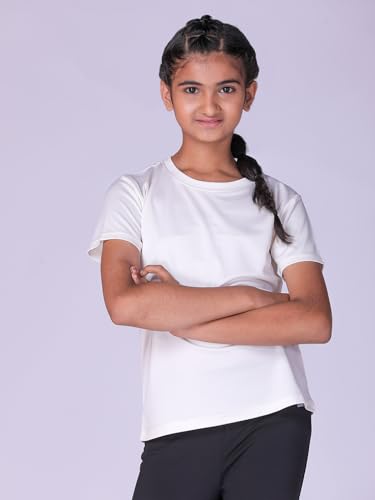 Image of Girls Active Sports Wear Solid Skinny Fit Leggings and T-shirt Polyester Set /Sets For Multi-Sports Gym Yoga Dance Gymnastics & Running(4 TO 14 YRS)