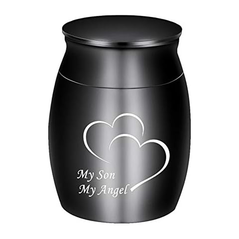Dletay Small Keepsake Urns for Human Ashes Mini Cremation Urns for Ashes Stainless Steel Memorial Ashes Holder-My Son My Angel Cover