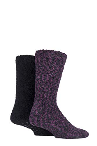 Sock Shop Homme QE126 Confortable Chaussettes Slipper Paquet de 2 Morelle Noire 40-44