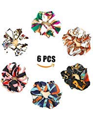 Ankha Satin Hair Ties for Women Colorful Silk Floral Scrunchies for Curly, Natural, Thick Hair 6 Pack Large Elastic Hair Bobbles Ponytail Holders