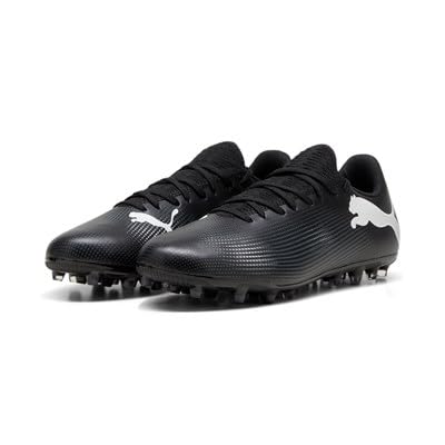 PUMA Unisex Youth Future 7 Play Mg Jr Soccer Shoes, Sunset Glow-Puma Black-Sun Stream, 38.5 EU