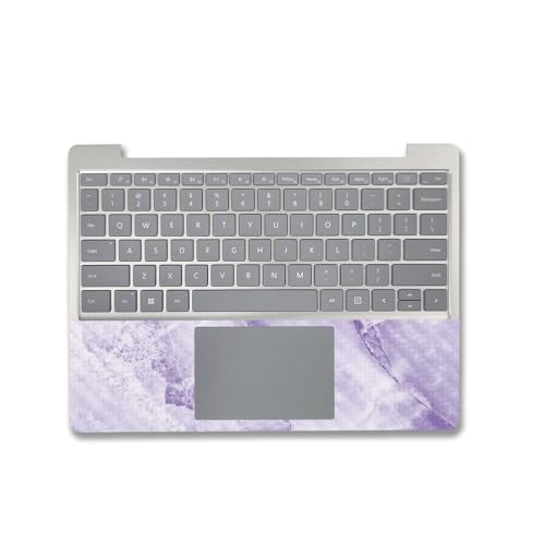 Image of MightySkins Carbon Fiber Skin Compatible with Microsoft Surface Laptop Go 3 (2023) Full Wrap Kit - Round Amethyst | Protective Durable Textured Carbon Fiber Finish | Made in The USA