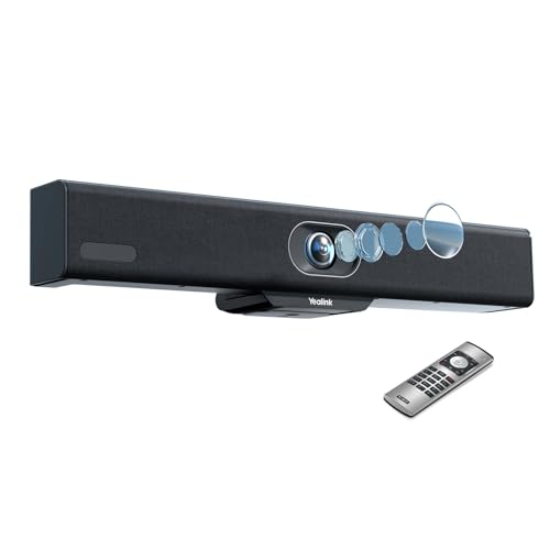 Yealink Video Conference Camera, 4K Webcam, 120° Ai Auto Framing, 8 Microphone Arrays & Speaker Tracking, Ai Noise Cancellation Teams Certified, Meetingbar A10 All-in-one Conference Room Camera System