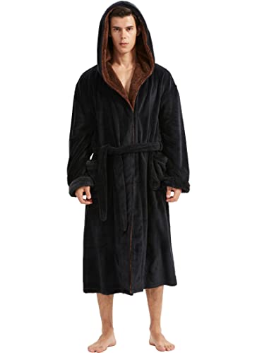 Men's hooded robe Men's woolly plush dressing gown Men's fluffy warm bathrobe Men's home clothing pajama winter robe (Large) Men's hooded robe Men's woolly plush dressing gown Men's fluffy warm bathrobe Men's home clothing pajama winter robe (Large)