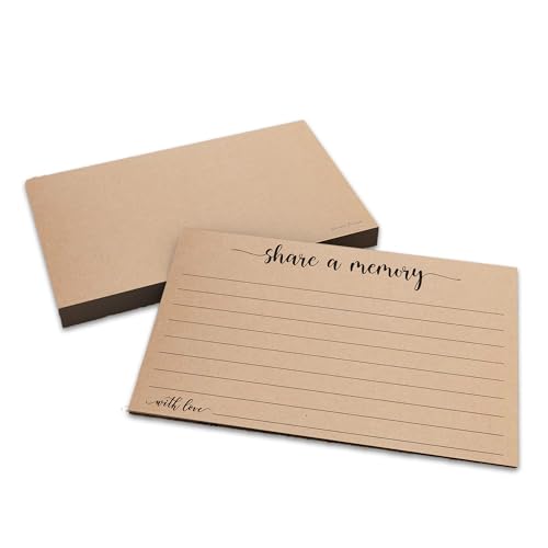 Herzii Prints Kraft Share a Memory Card - Elegant Memory Cards for Celebration, Funeral, Wedding, Event, Keepsake Memory Book, Celebration Of Life Decorations 4x6 Set of 50