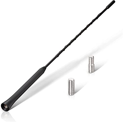 AUTOZOCO Antena de Radio Universal para Coche, Antena de Coche Flexible, Antena de Radio para vehículo, Antena de recepción de Radio Am/FM, Longitud 40 cm, Incluye 2 adaptadores M5 M6 y M6 M6