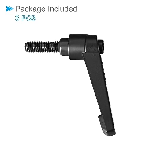 Image of Clamping Lever Handles, M8 x 25mm Male Thread, Adjustable Quick Release Locking Rotating Bolt Knobs Black - (Applications: for Lathe Machinery), 3-Pieces