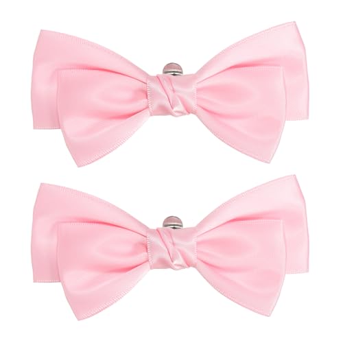 PATIKIL Clip de chaussure à nœud pour femmes, 2 pièces, élégant en satin, nœud détachable mignon, boucle de chaussure pour décoration de fête de mariage rose clair