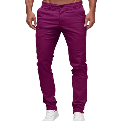 Men's Classic Lightweight Chino Pants Flat Front Comfort Stretch Solid Pant Casual Basic Straight Fit Trousers