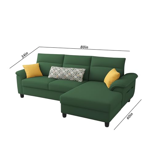 Image of Casaliving Seams RHS 4 Seater L Shape Sofa for Living Room (Green Fabric) Premium Fabric Sofa