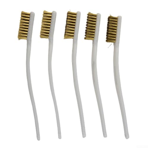 Juego de 5 cepillos de alambre de latón con cómodas asas de plástico para uso industrial