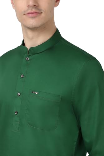 Image of Peter England Men Cotton Regular Fit Everyday Festive Solid Short Kurta