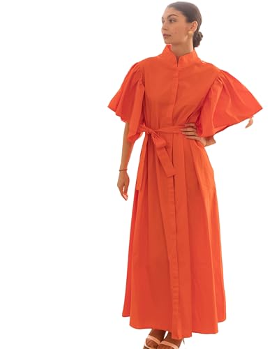 Robe chemise en coton mélangé CY : le volume oversize parfait à volants