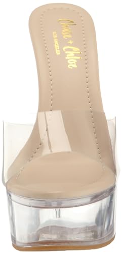Chase & Chloe Women's Clear Stiletto High Heel Platform Sandals2