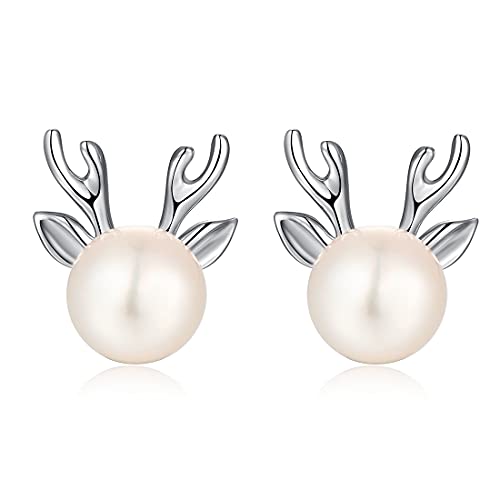 Hirsch Ohrringe Rentier Ohrringe Hirsch Ohrstecker Hirsch Perle Ohrringe Cover