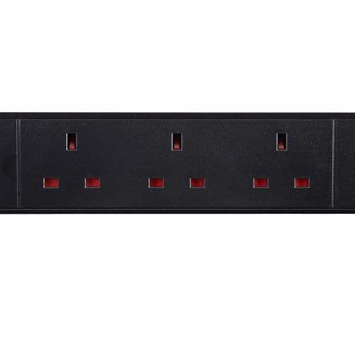 Amazon Basics Heavy-Duty Metal Surge Protector Power Strip, 9 Outlets (UK Plug), 600 J, 1.8 m Cord, Black, Rectangle - Image 5