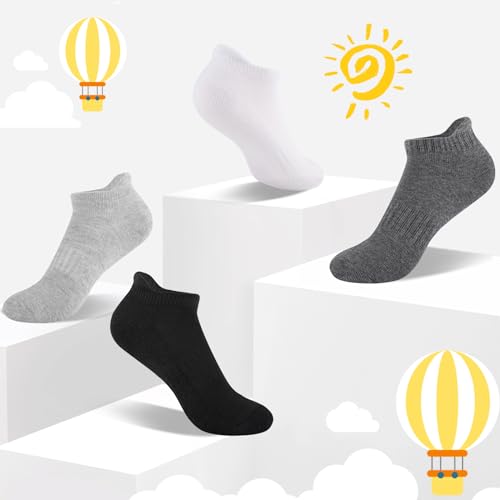 Comfoex 16 Pairs Boys Girls Socks Ankle Low Cut Athletic Cushioned Socks For Kids 4-6 6-8 8-10 Years Old2