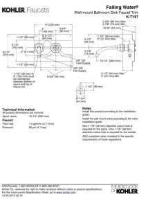 Technical drawing showing detailed dimensions for KOHLER K-T197-CP faucet trim handle and spout placement.