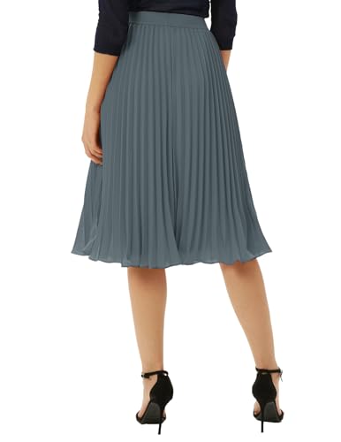 GRACE KARIN Women High Elastic Waist Pleated Chiffon Skirt Midi Swing A-line Skirts