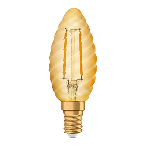 OSRAM Lamps Vintage Edition 1906 Ampoule LED à Filament | Culot E14 | Forme Flamme Torsadée Or Ambrée | Blanc Chaud 2500K | 1,5W (équivalent 12W)...