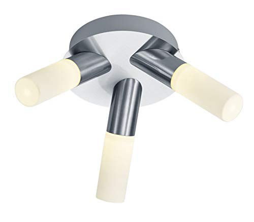 Trio Leuchten LED Deckenleuchte Dylan 683310307, Metall, Deckenleuchte 3-flammig Nickel Matt, Acryl weiß, 3 x 4.3 Watt