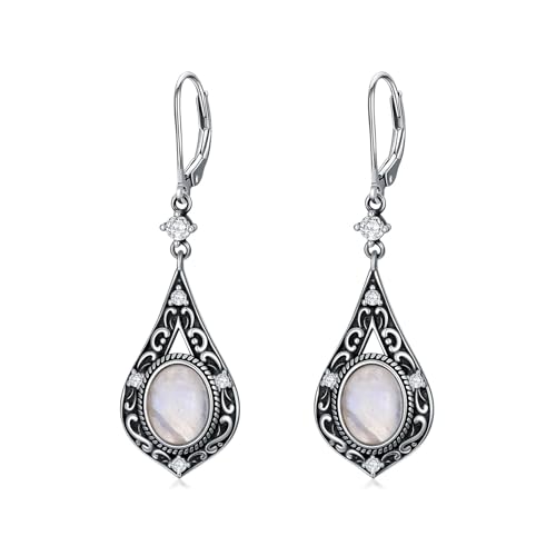 Boucles d'oreilles victoriennes cristal naturel ovale pour femme vintage